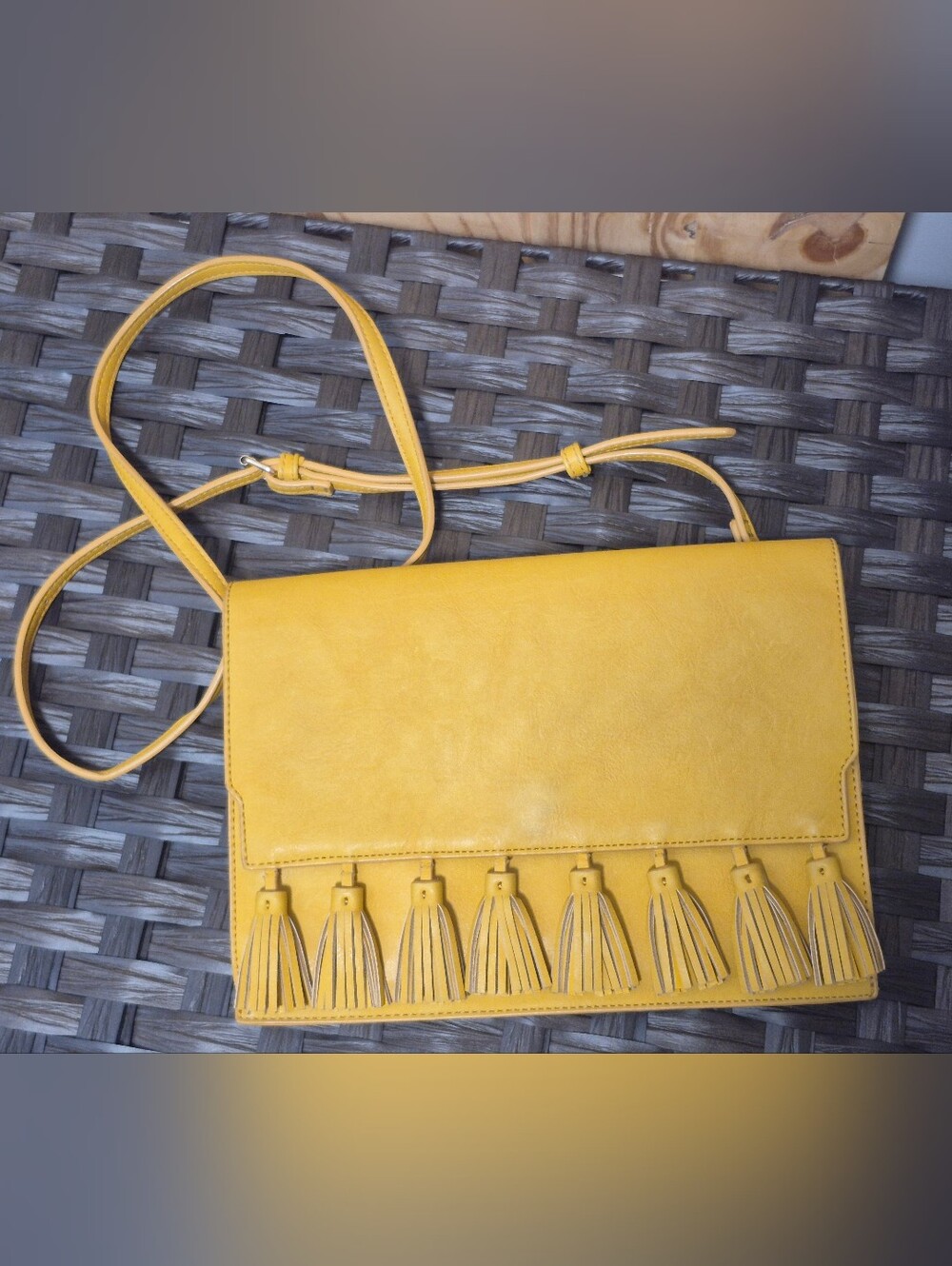 Mustard Yellow Tassel Crossbody Clutch